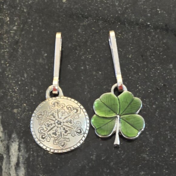 VTG Dan forth pewter snowflake & clover charms artisan jewelry handcrafted gift - Picture 1 of 7